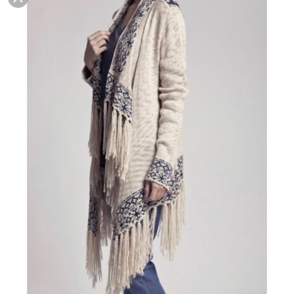 Blu pepper fringe cardigan sweater